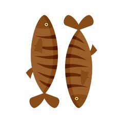 Fried fish icon flat isolated vector
