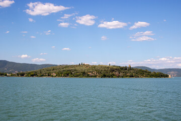 Naklejka premium View of Isola Maggiore on Trasimeno Lake, Italy.