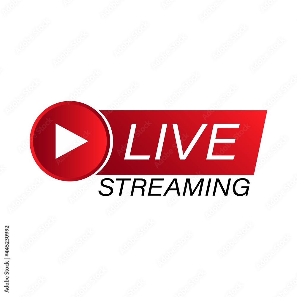 Poster live streaming red vector icon design for the broadcast system. live streaming icon with red and whi