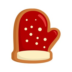 Gingerbread glove icon flat isolated vector