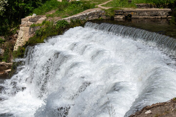 Monsal Dale Weir waterfall in Derbyshire, UK