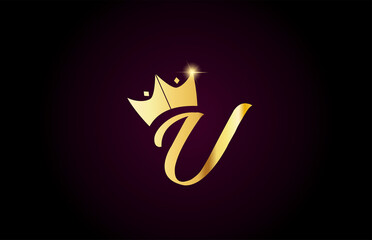 U alphabet letter icon design with king crown template © dragomirescu