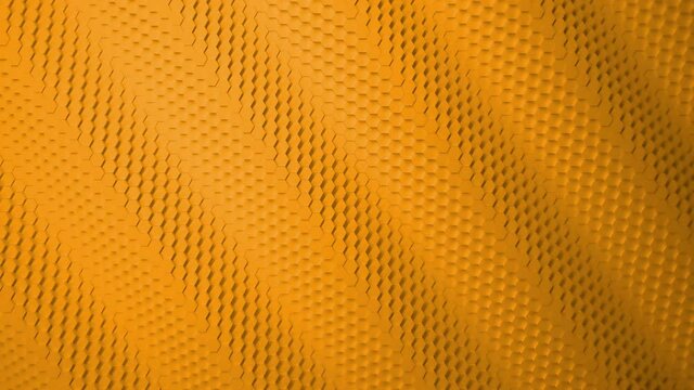 orange minimalism. Wave motion. A mosaic surface with moving hexagons. Abstract geometric background. Cells. Animation of the loop. 4K 3d loop. animation for a business presentation