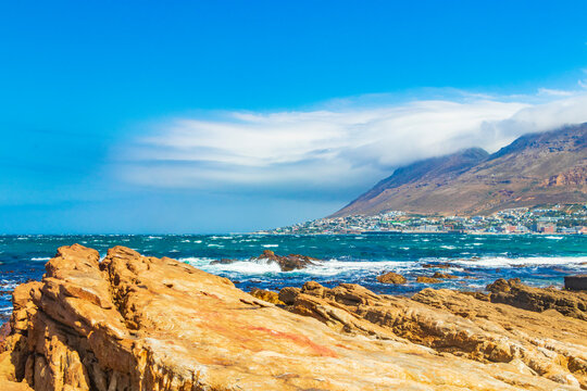 False Bay rough coast landscape Town Cape Town South Africa.