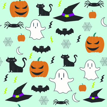 Cute Halloween Seamless Pattern