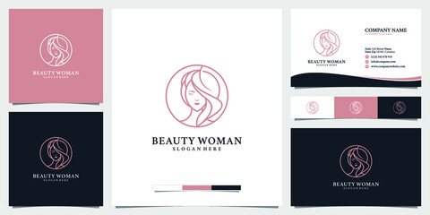 beauty women logo design inspiration for skin care salons and spas with business card