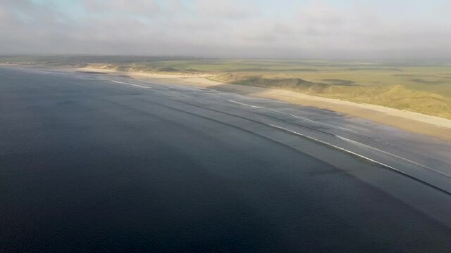 4k drone footage of Dunnet Beach near Thurso on the north coast of Scotland, UK