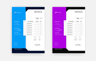 Abstract Minimal business invoice template design, Professional corporate invoice template
