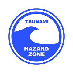 blue sign tsunami icon	