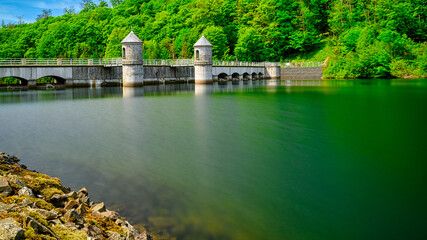 A view of the Neustadt dam in the Harz Mountains - obrazy, fototapety, plakaty