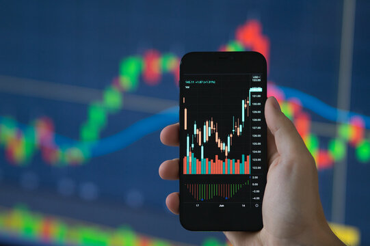 Close up shot of real time stock trading on smartphone
