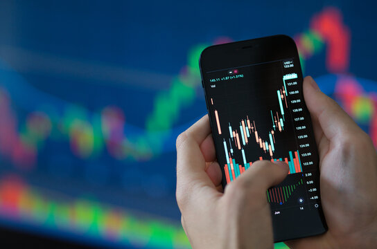 Close up shot of real time trading on smartphone
