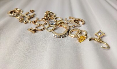 golden necklace on silk