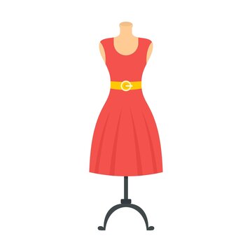 Woman dress on mannequin icon flat isolated vector