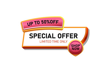 Super Sale and special offer. 50 off. Vector illustration.Theme color. Eps 10