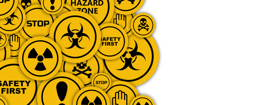 warning signs on yellow background - Powered by Adobe