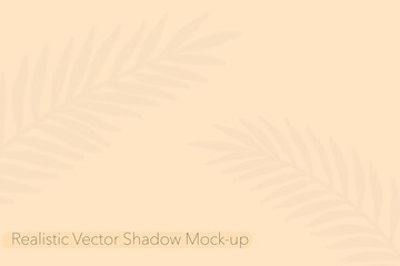 Shadow Leaves Mockup Overlay Effect. Realistic transparent vector branches on pastel background. 