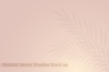 Fototapeta na wymiar Shadow Leaves Mockup Overlay Effect. Realistic transparent vector branches on pastel background. 