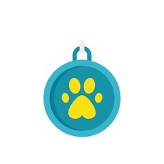 Dog plastic medal icon flat isolated vector