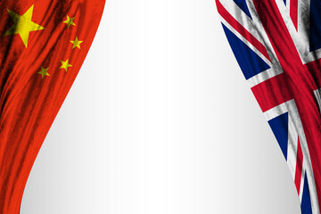 Flag of China and the United Kingdom with theater effect. 3D illustration