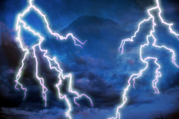 severe thunderstorm watch lightning clouds sky 3D illustration