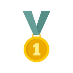 Dog gold medal icon flat isolated vector