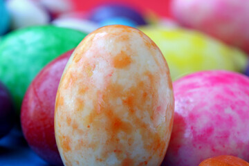 close-up colorful easter candies detail