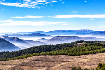 south of Turkey; fog, larch forests, clouds and valleys...