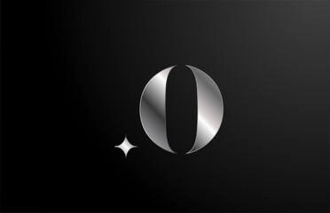 O alphabet letter icon design with star template and grey color