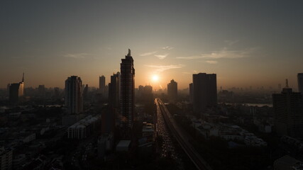 Timelapse of dawn over Bangkok, Thailand