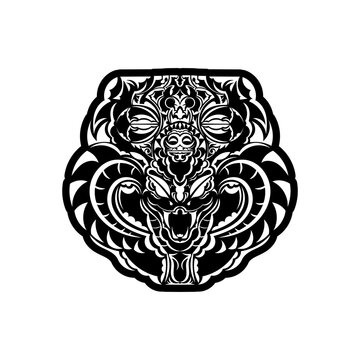 Polynesian style tattoo with a snake head. Isolated. Vector.