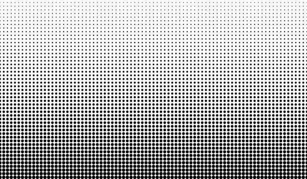 Dot perforation texture. Dots halftone seamless pattern. Fade shade gradient. Noise gradation border. Black patern isolated on white background for overlay effect. Grunge points. Design prints. Vector