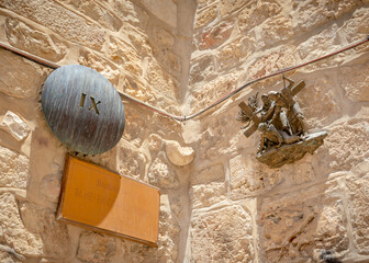 9th Station of the Cross' on Via Dolorosa in old Jerusalem city
The route Jesus took to Calvary,...