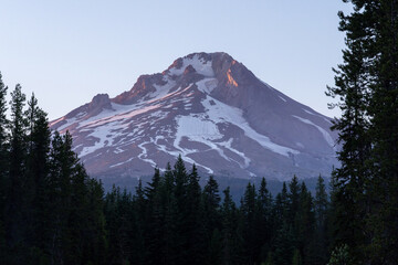 Sunset zoomed in Photo of Mt Hood from Trillium Lake