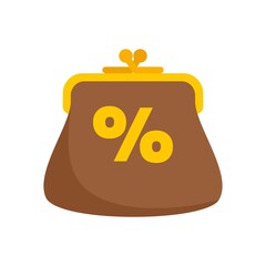 Percent loyalty wallet icon flat isolated vector