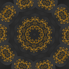 Golden pattern on grey black background.