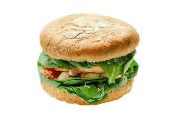 burger with shrimps on a white background