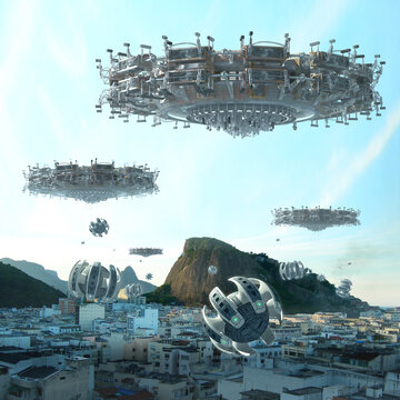 Alien spaceship invasion