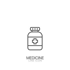 Fototapeta premium Medicine bottle vector line icon. Editable stroke