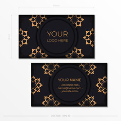 Business cards with Decorative floral business cards, oriental pattern, illustration.