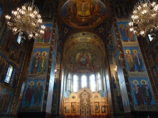 Fototapeta na wymiar Church of the Savior on Spilled Blood St Petersburg inside