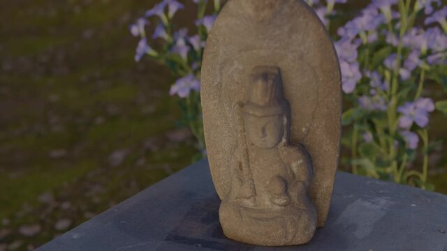 ancient 3d statue of goddess kannon made of granite, 3d render