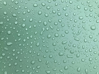full framed rain waterdrops on beautiful pastel green surface