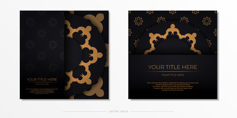 Dark invitation card design with abstract vintage ornament. Elegant and classic vector elements ready for print and typography.