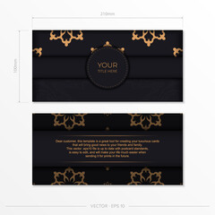 Dark invitation card design with vintage Indian ornament. Elegant and classic vector elements ready for print and typography.
