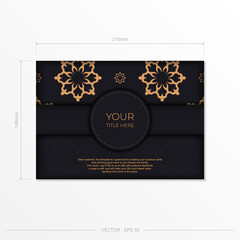 Dark invitation card design with vintage Indian ornament. Elegant and classic vector elements ready for print and typography.