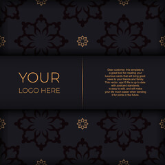 Dark postcard design with vintage Indian ornaments. Elegant and classic vector elements ready for print and typography.