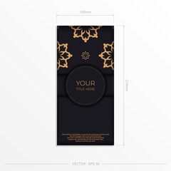 Dark postcard design with abstract vintage mandala ornament. Elegant and classic vector elements are great for decoration.