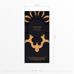 Dark postcard design with vintage Indian mandala ornament. Elegant and classic vector elements ready for print and typography.