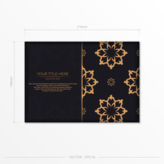 Dark postcard design with vintage Indian mandala ornament. Elegant and classic vector elements ready for print and typography.